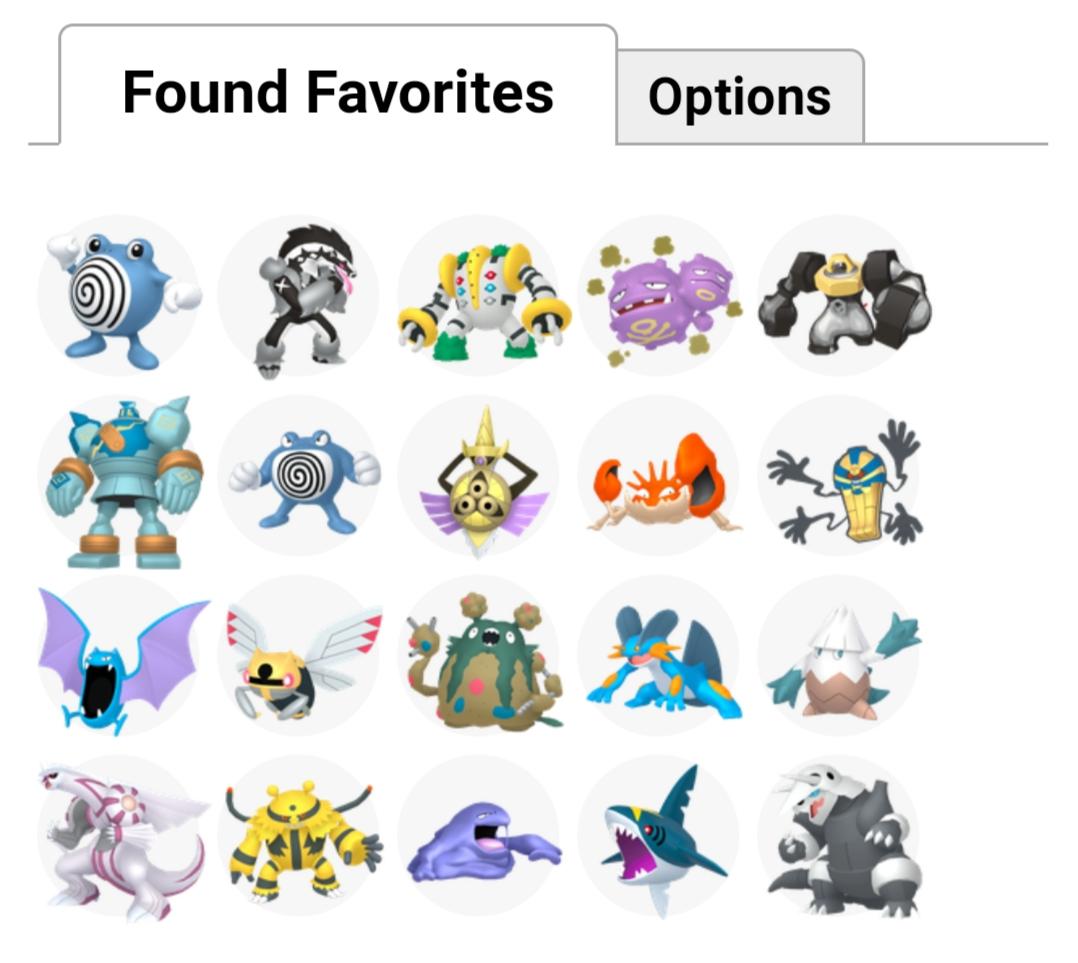 Pokémon chooser favorites