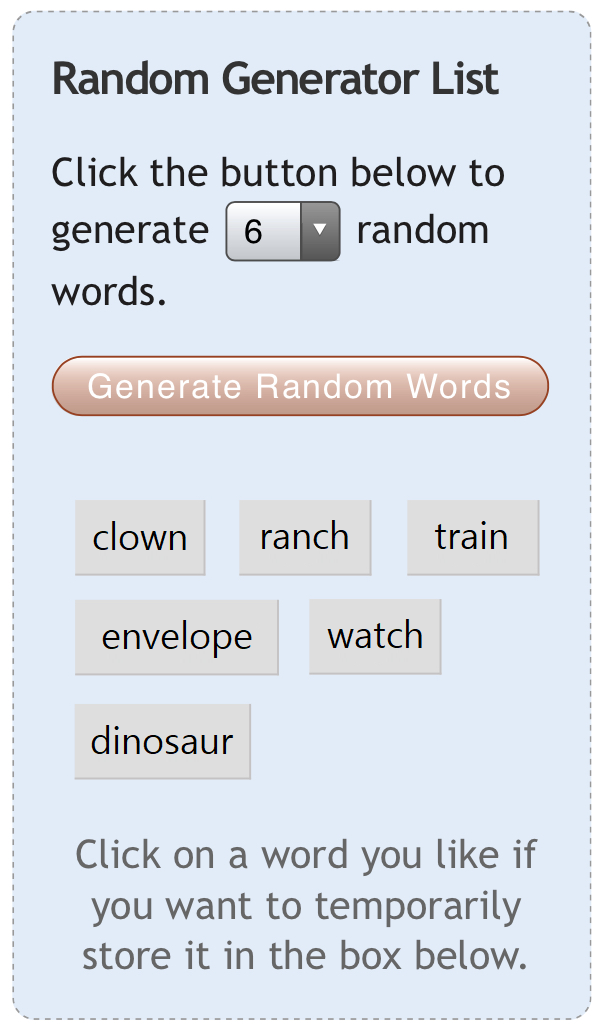 Word randomizer from list