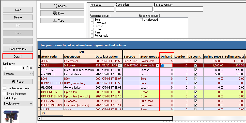 pick/stock quantity in sales units